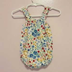 Old Navy Colorful Fruit and Floral Print Romper Sz 3-6 Mo